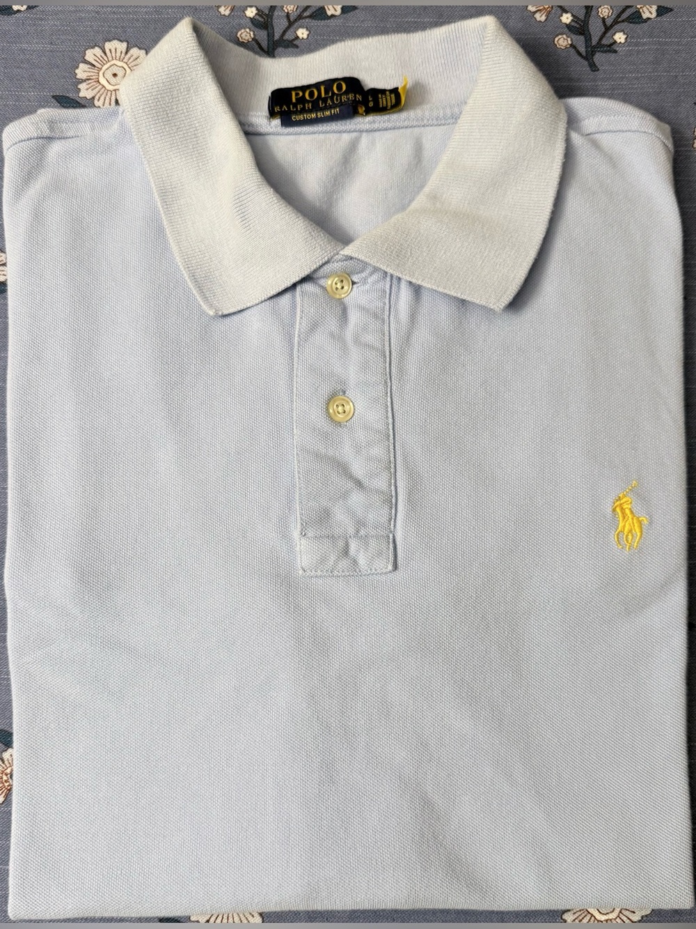 Polo Ralph Lauren Knit Cotton Polo Shirt – Light Blue / Yellow Pony - L - GUC